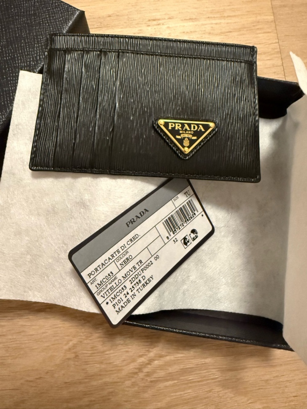 Prada Black Vitello Card Holder Wallet